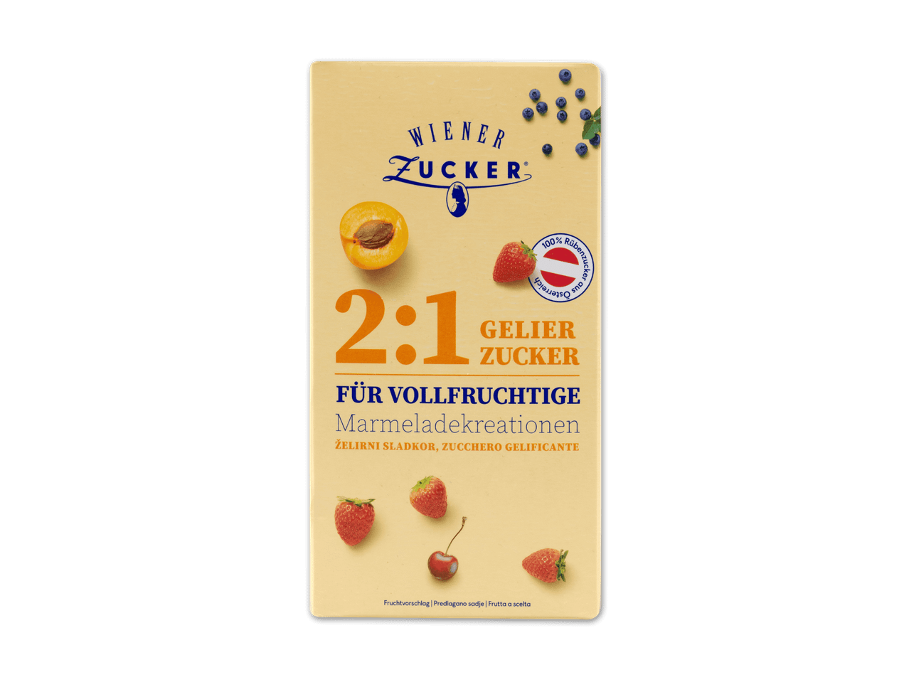 Wiener Zucker 2:1 Gelierzucker für vollfruchtige Marmeladen.