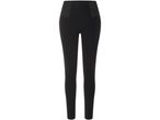 Leggings neri a vita alta con pannelli laterali in tessuto a costine.