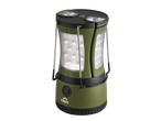Green camping lantern with LED lights, a compass, and a power button.