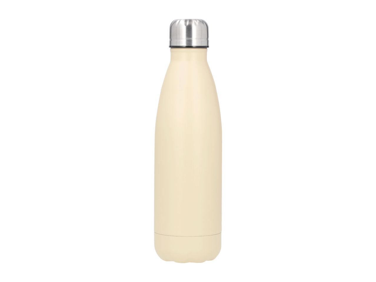 Beige insulated stainless steel water bottle with a silver cap