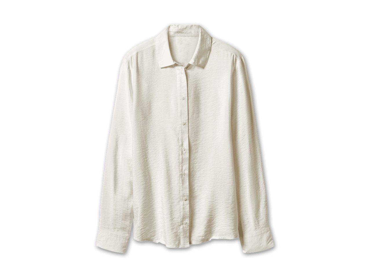 Cremefarbene, langärmelige Bluse mit Kragen und Knopfleiste