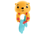 Yellow bear baby rattle with a blue fish teether