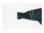 Navy blue long-sleeve shirt with green stripes on the arm.