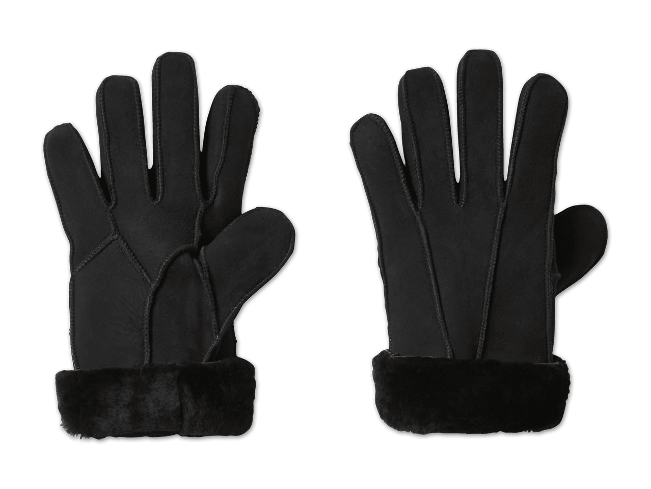 Ein Paar schwarze Lederhandschuhe mit Fellfutter