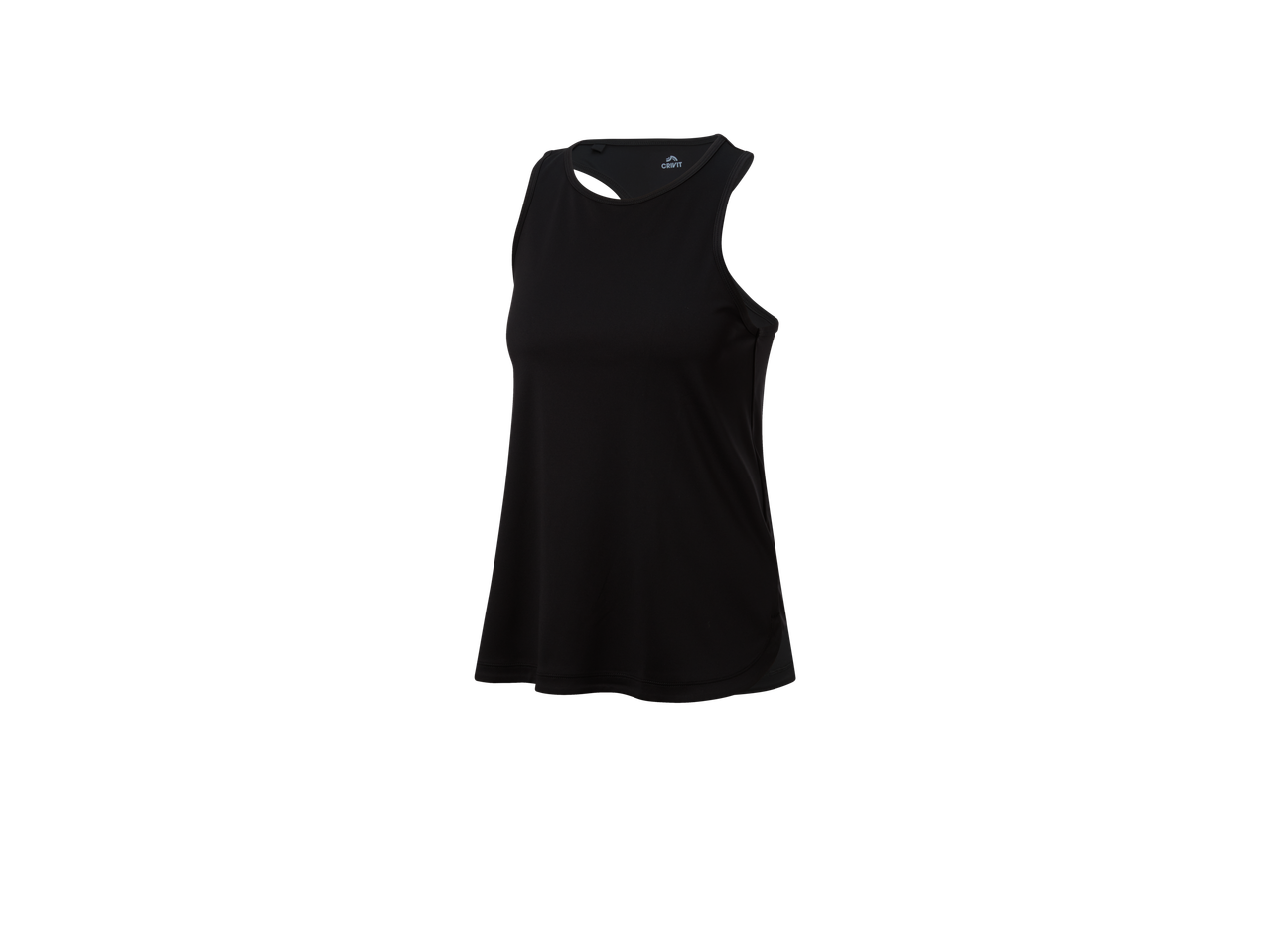 Canotta sportiva nera da donna.