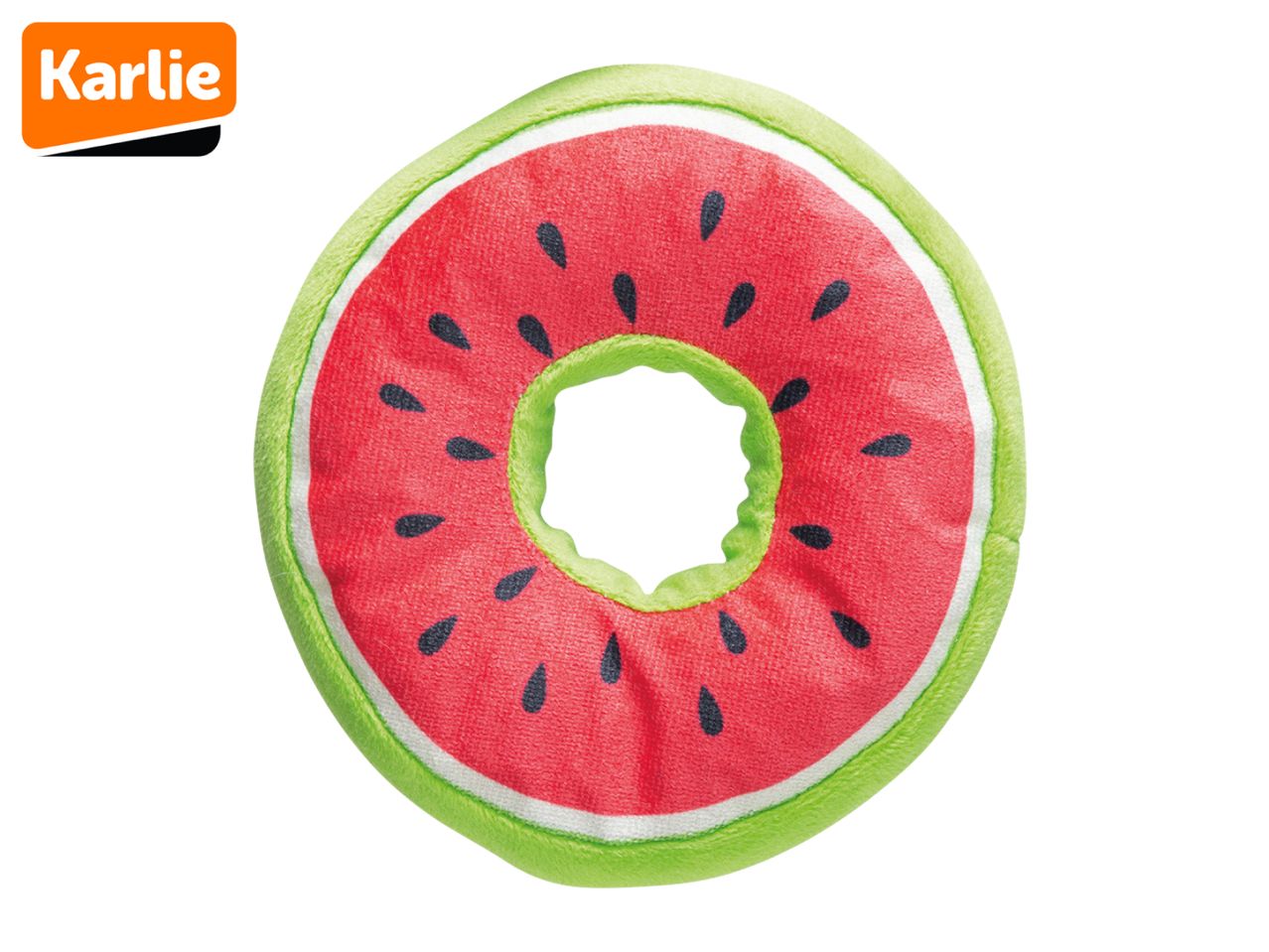 Karlie watermelon-shaped pet toy.
