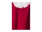 Close-up of a red fleece jacket with a white label for name and phone number.