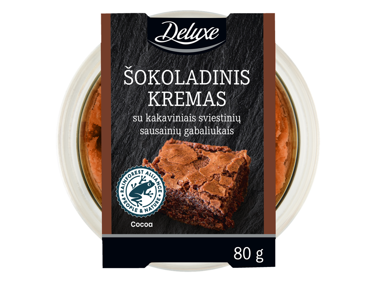 Deluxe šokoladinis kremas su kakaviniais sviestinių sausainių gabaliukais, 80g
