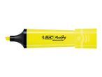 Yellow highlighter with a black tip and cap, featuring a wavy design on the barrel.