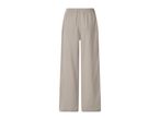 Light beige wide-leg trousers with an elasticated waist, made from a textured fabric.