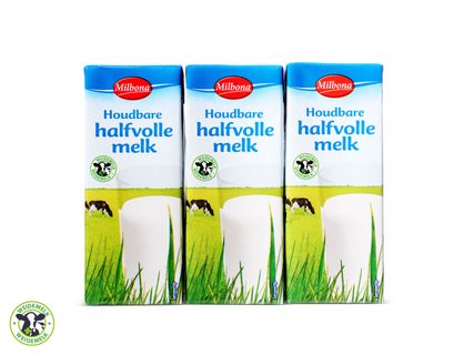 Houdbare halfvolle melk pakjes