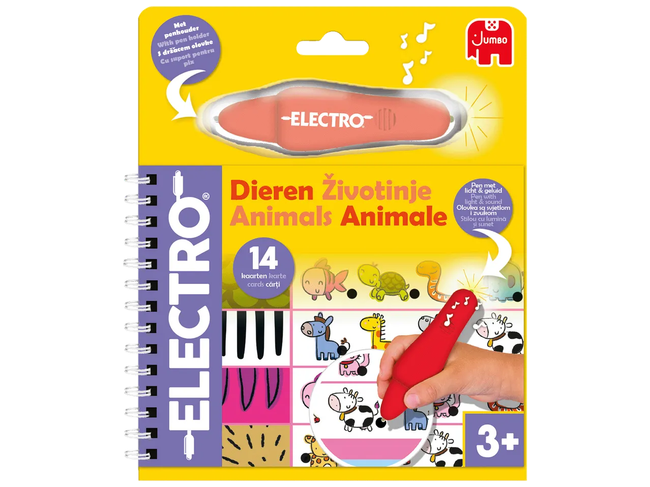 Electro dieren puzzelboek met lichtpen, 14 kaarten, 3+