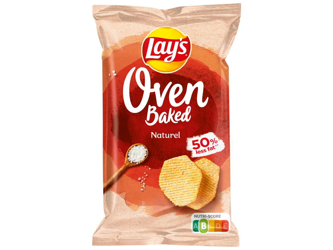 Lay's Oven Baked chips, naturel: 50% minder vet.