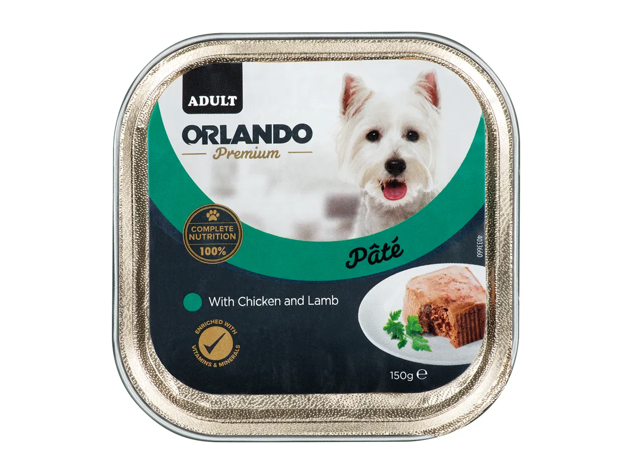 Orlando Premium: Adult dog pâté with chicken and lamb.