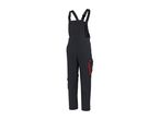 Dark grey work dungarees with red accents and multiple pockets.