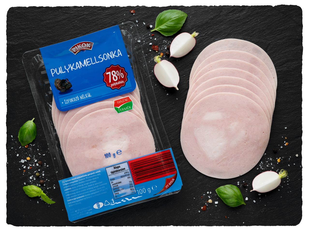 Pikok pulykasonka, 78% pulykahús, szeletelve.