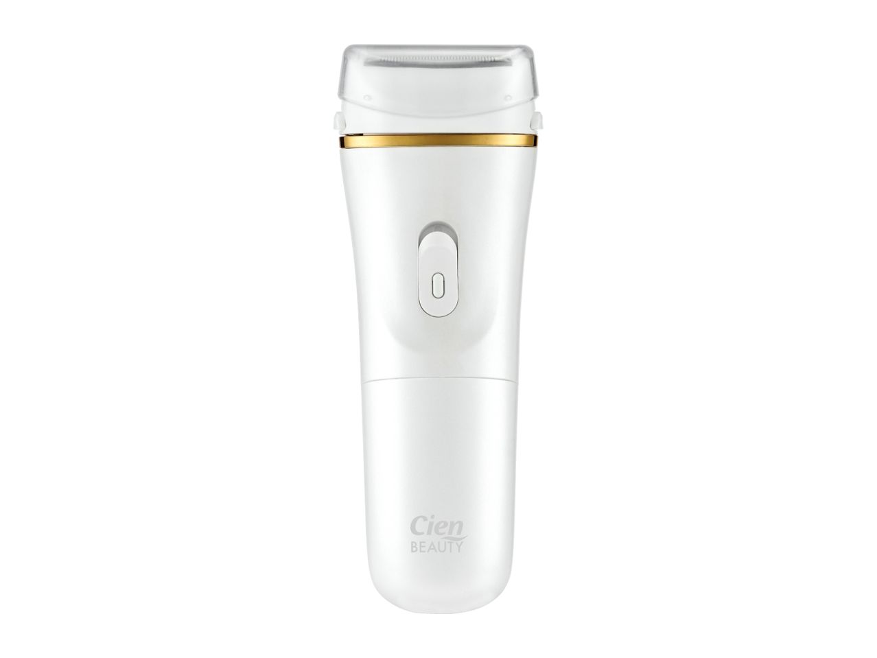 A white Cien Beauty electric razor with a gold accent.
