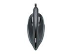 Top view of a modern black and grey steam iron