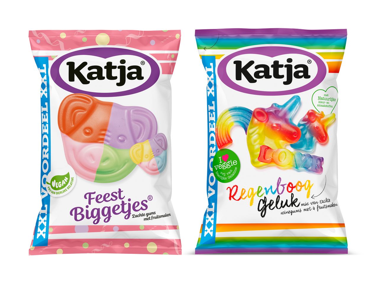 Katja XXL: gummy snoepjes van olifanten en regenboog unicorns.