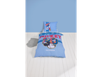 Mickey Mouse themed children's bedding set in light blue.