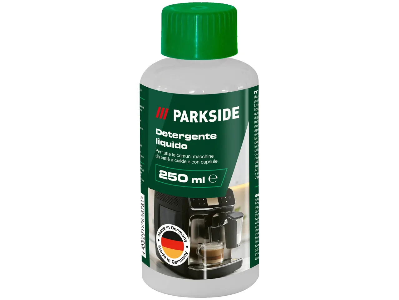 Flacone di detergente liquido Parkside per macchine da caffè, 250 ml.