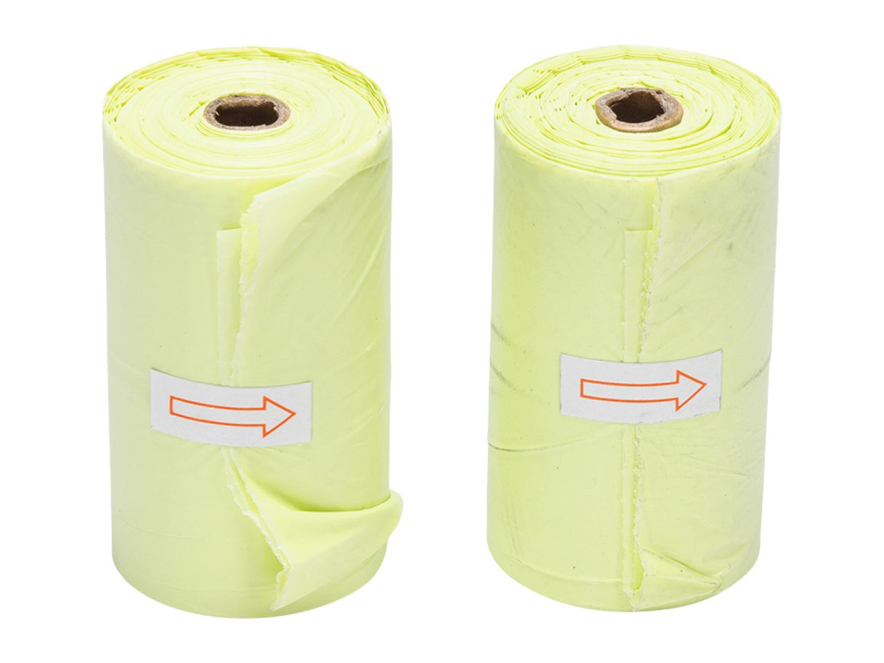Two Karlie Poop Bag rolls on a white background