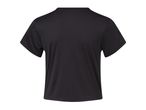 Black short-sleeved t-shirt, back view.