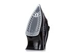 A black and silver steam iron.