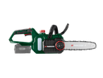 Cordless chainsaw with battery and oil level indicator