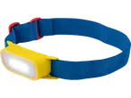 Yellow headlamp with blue band.