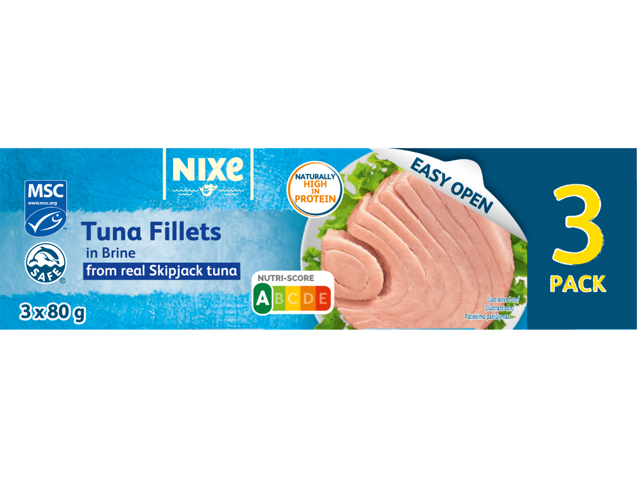 Tuno filė sūryme, 3x80g pakuotė, natūraliai daug baltymų, lengvai atidaroma.