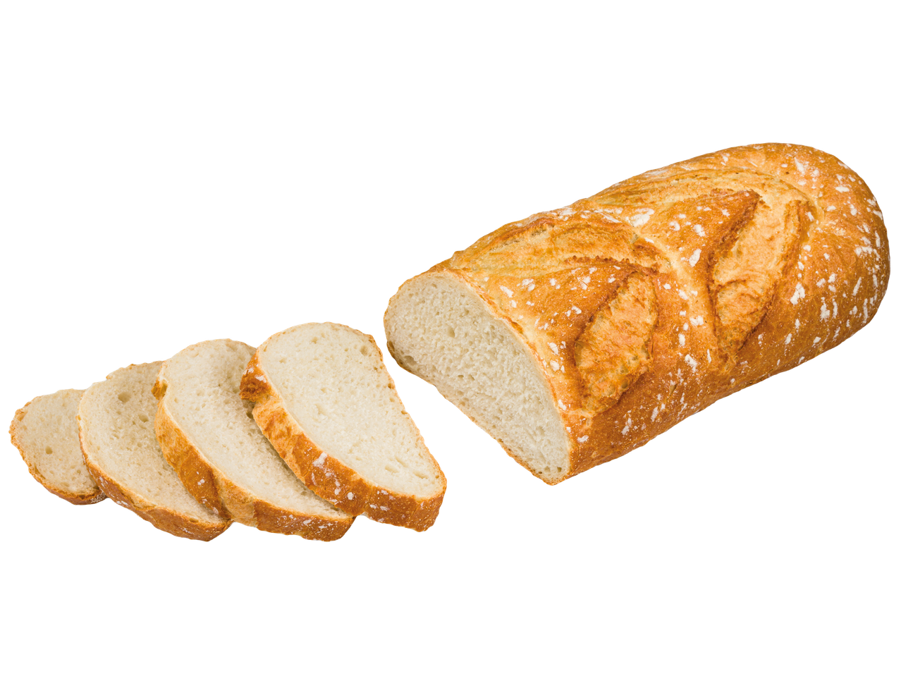 En limpa bröd med några skivor bredvid.