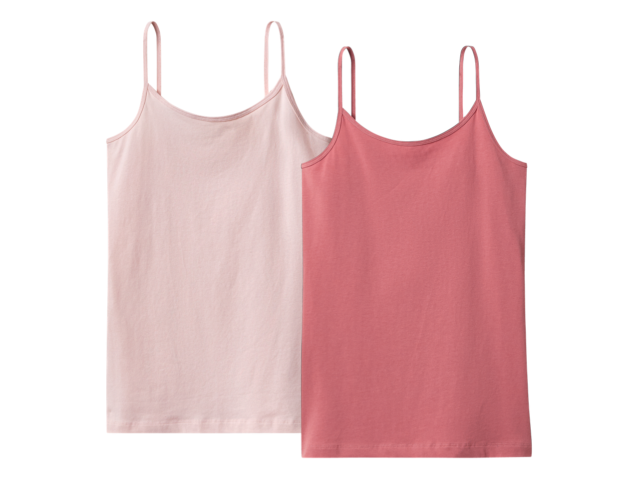 Dva ženska potkošulja, jedna svijetloružičasta i jedna tamnoružičasta, na crnoj pozadini.