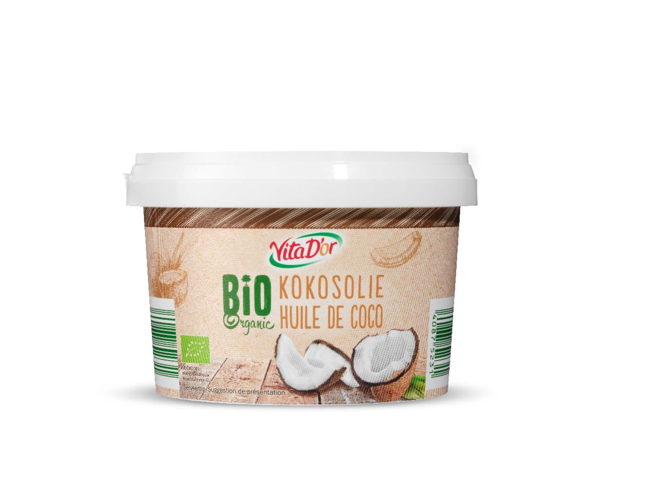 VitaDor biologische kokosolie in een potje.