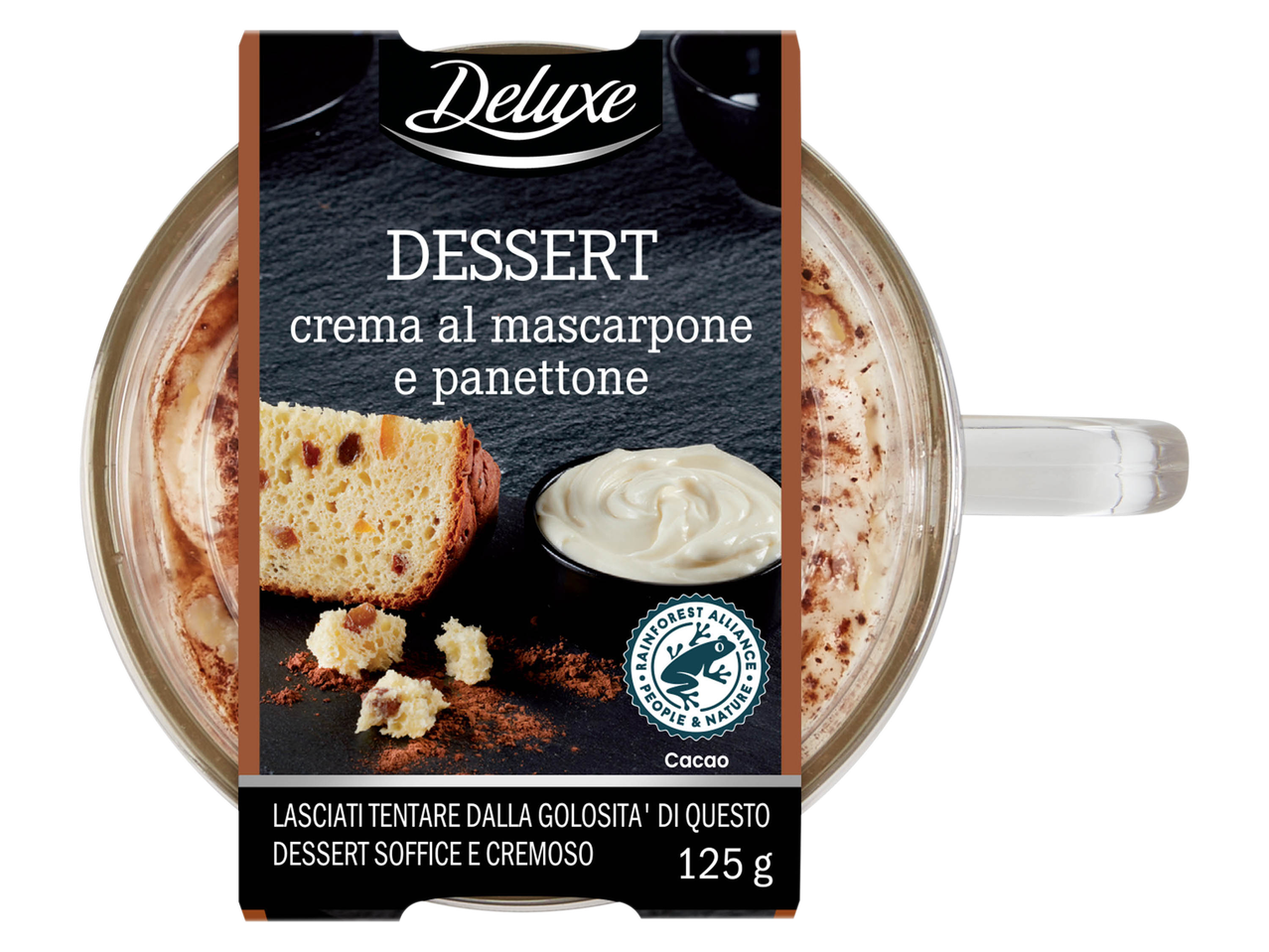 Dessert con crema al mascarpone e panettone