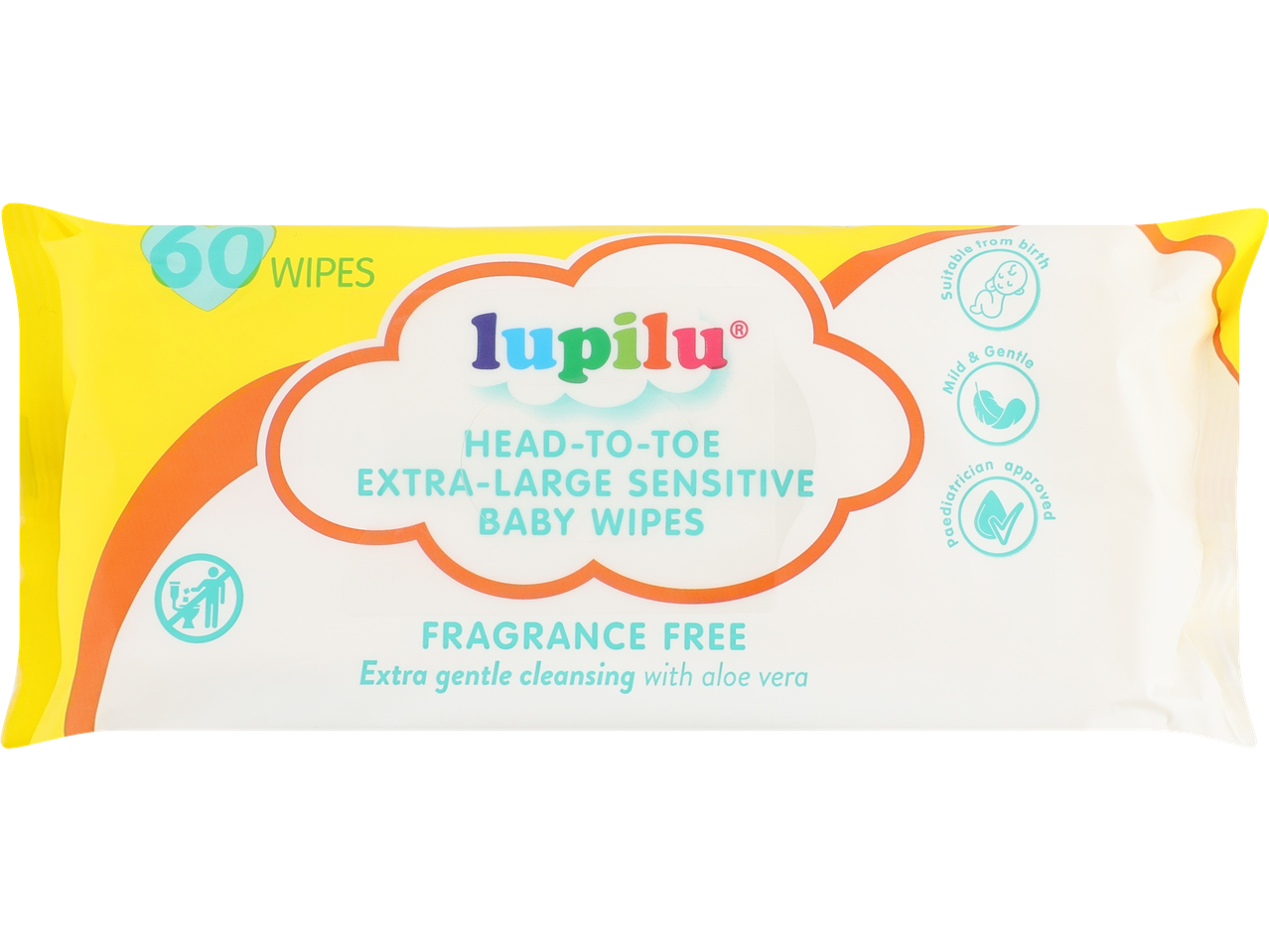 Lupilu Head-to-Toe Extra-Large Sensitive Baby Wipes, 60 count