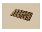 Rectangular brown doormat with a black geometric cube pattern