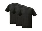 Tre sorte Parkside t-shirts stablet oven på hinanden.
