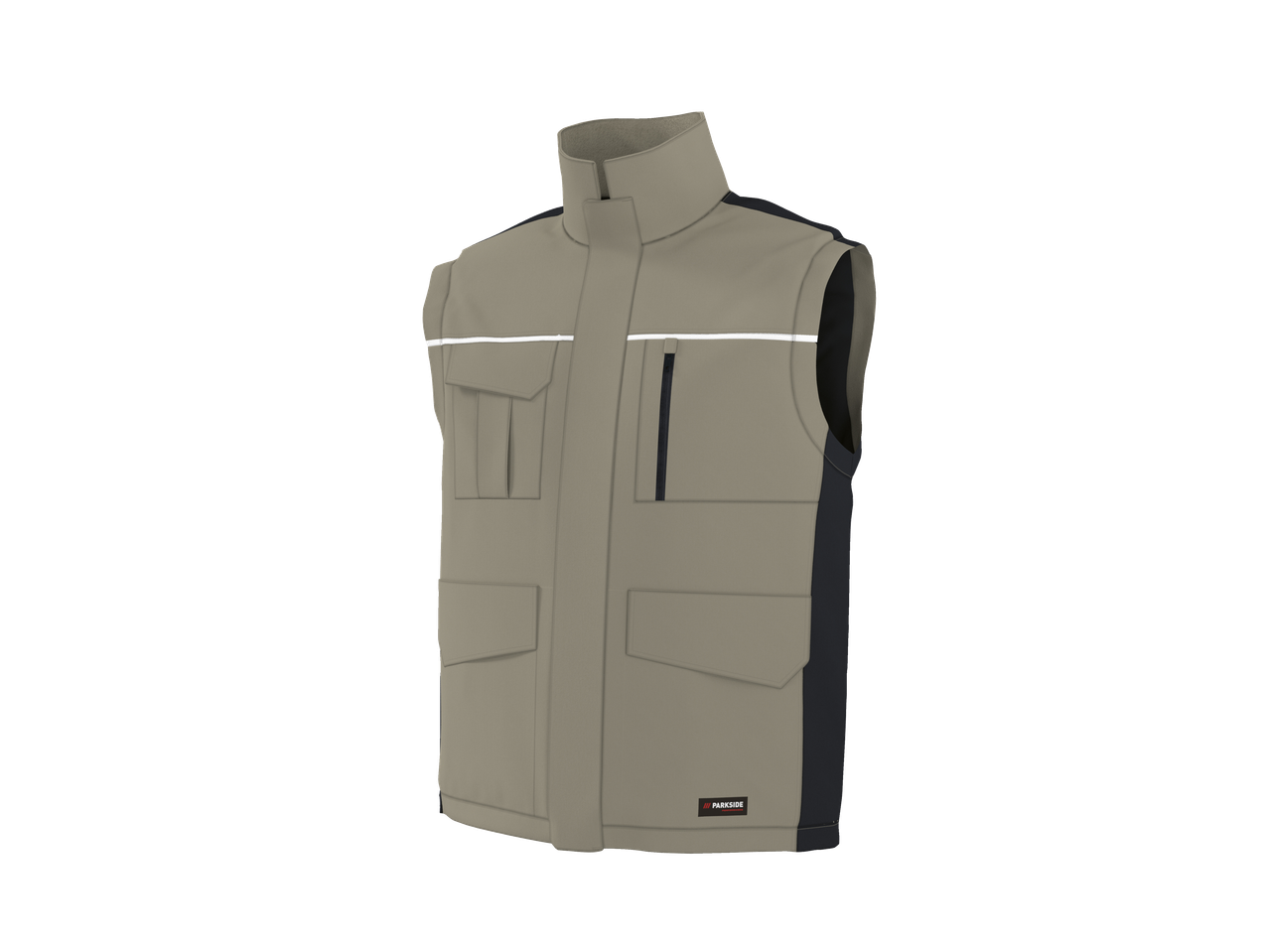 PARKSIDE PERFORMANCE meeste töövest, beež, helkurribade ja taskutega.