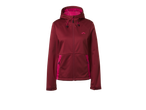 Moteriška raudona softshell striukė su rožiniais akcentais ir gobtuvu