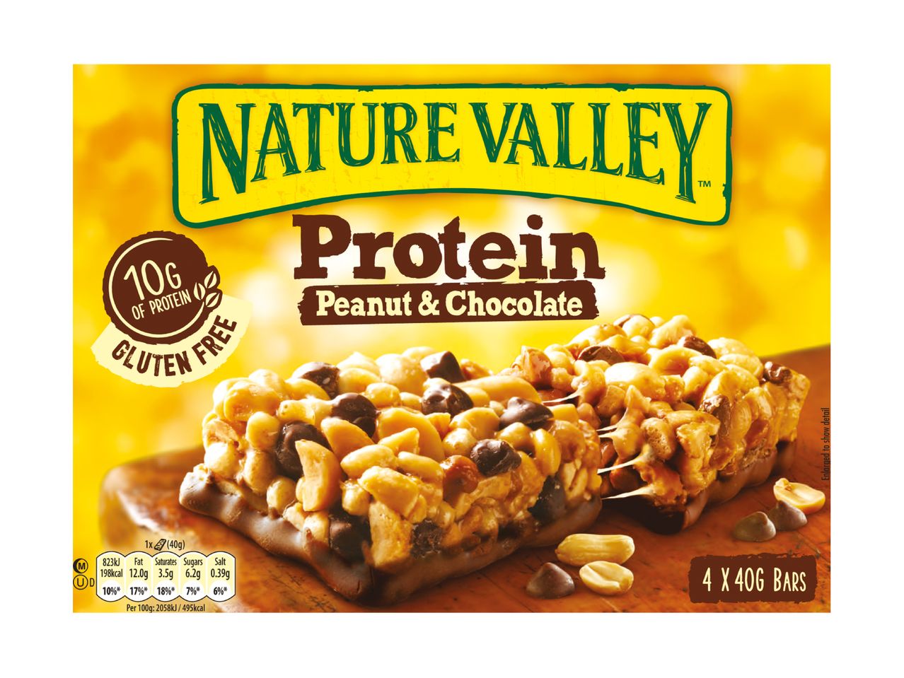 Nature Valley Protein Peanut & Chocolate bars: Gluten-free, 10g protein per bar.