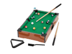 Biliardo stalas su lazdomis, kamuoliukais, trikampiu ir šepečiu