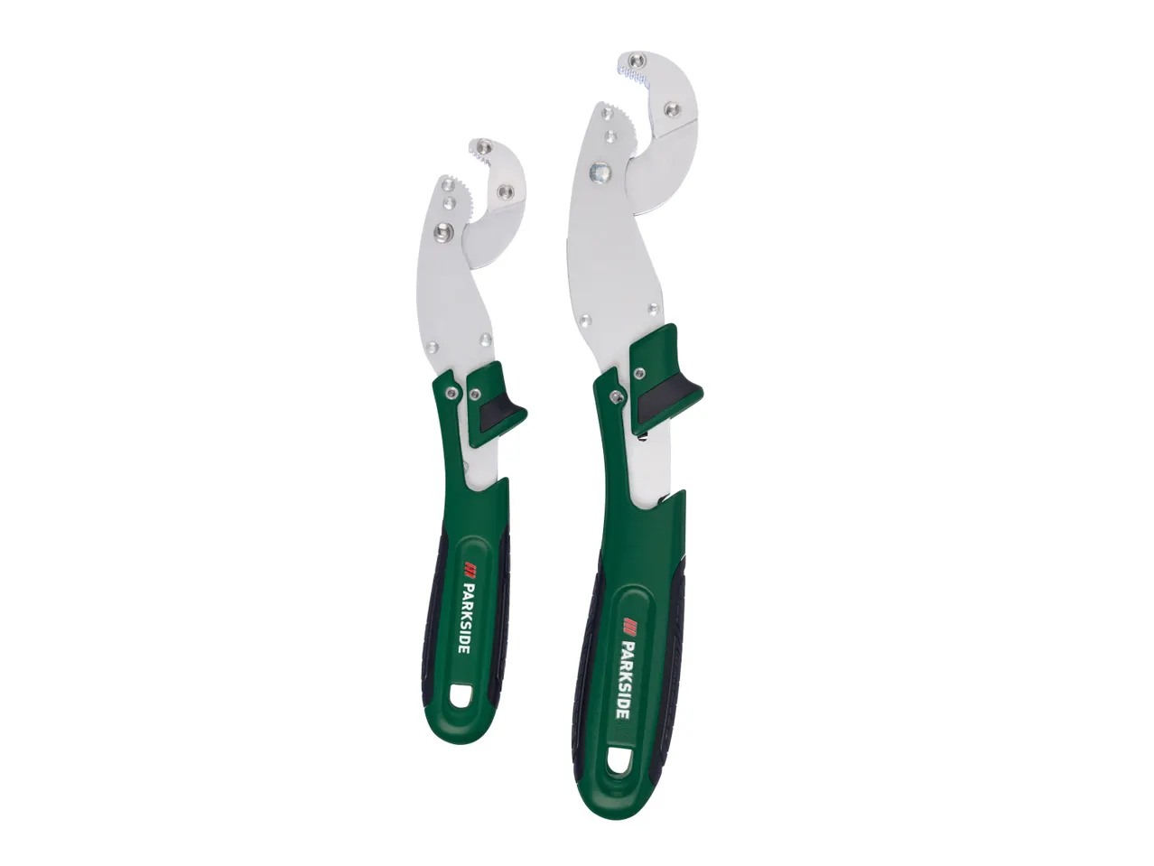 Two Parkside adjustable wrenches, one larger than the other, are shown against a white background.