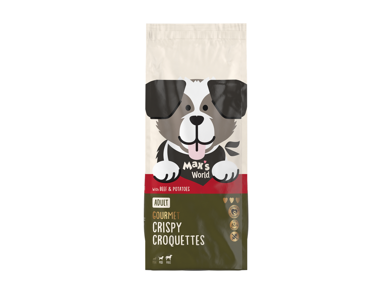 Max's World Gourmet Crispy Croquettes суха храна за пораснали кучета с говеждо и картофи