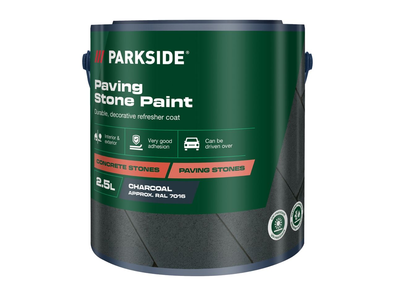 Paving stone paint in charcoal, 2.5L, suitable for concrete and paving stones.