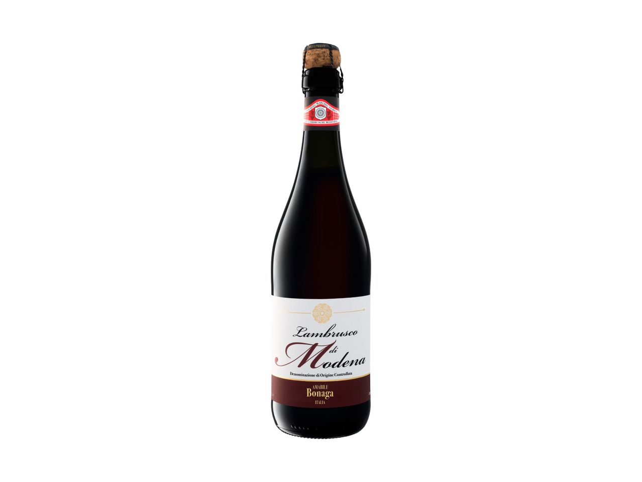 Flasche Lambrusco di Modena Amabile Bonaga.