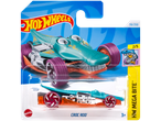 Hot Wheels Croc Rod toy car, teal with purple wheels, in packaging.