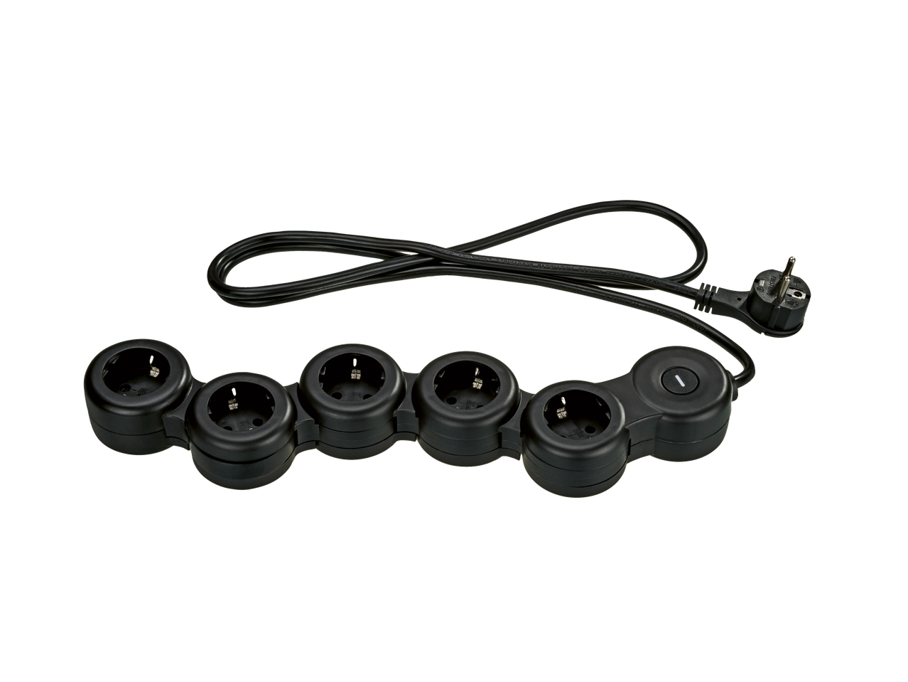 Tronic® schwenkbare Steckdosenleiste mit 5 Steckdosen und Schalter.