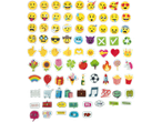 O varietate de autocolante emoji și alte ilustrații amuzante.
