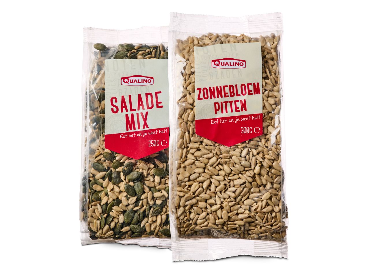 Qualino zonnebloempitten en salademix.